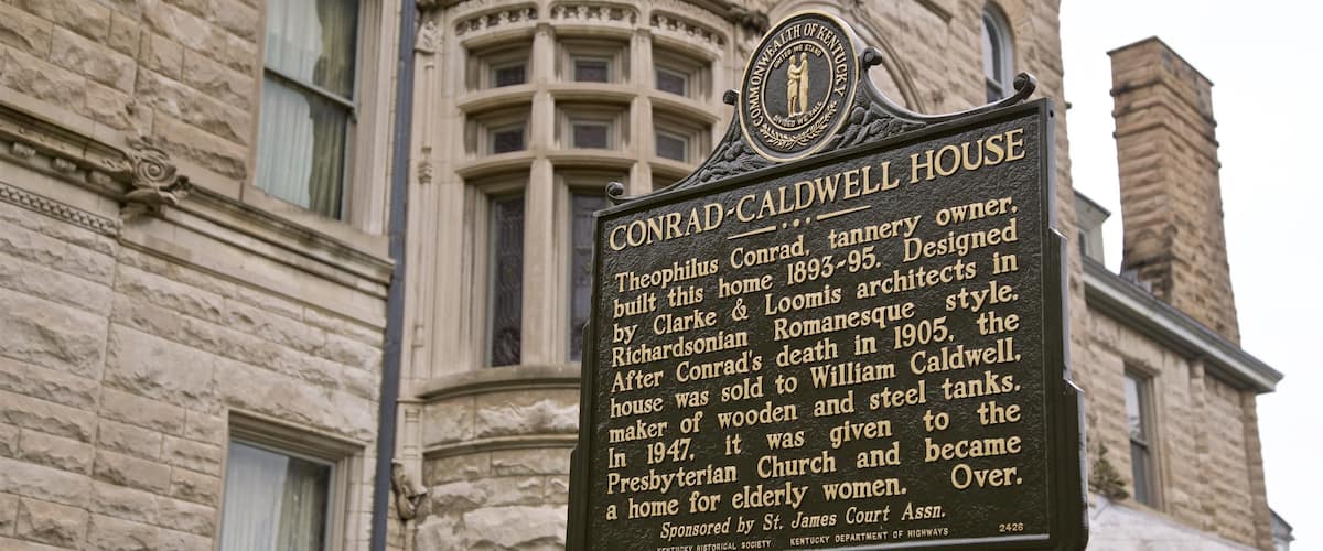 Conrad Caldwell House showing heritage elements and signage