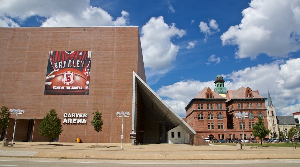 Peoria Civic Center montrant signalisation et patrimoine architectural