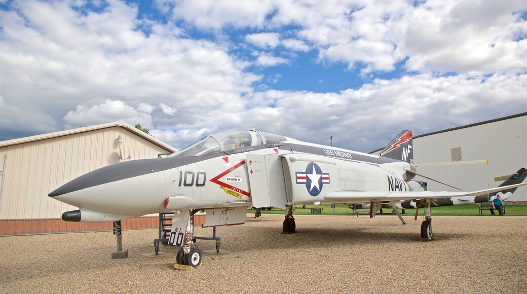 Prairie Aviation Museum featuring military items and aircraft