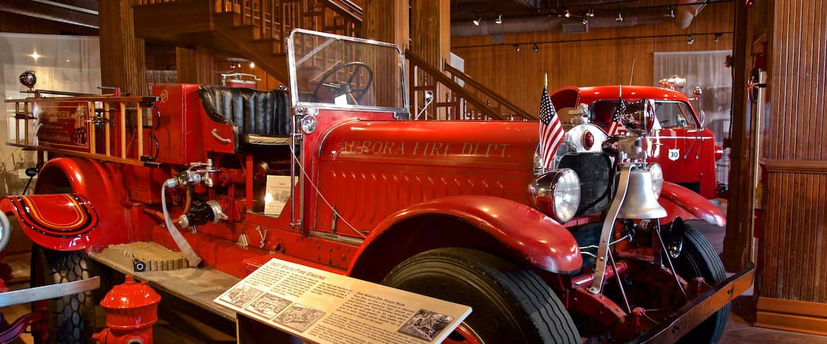 Aurora Regional Fire Museum showing interior views, signage and heritage elements