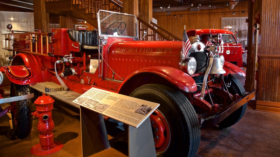 Aurora Regional Fire Museum showing heritage elements, interior views and signage