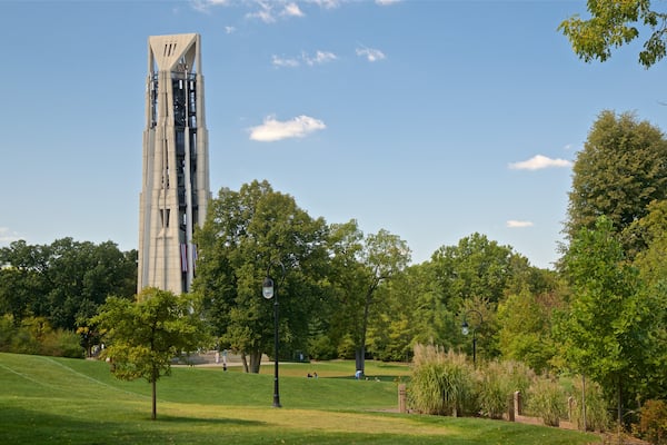 Moser Tower and Millennium Carillon which includes a garden