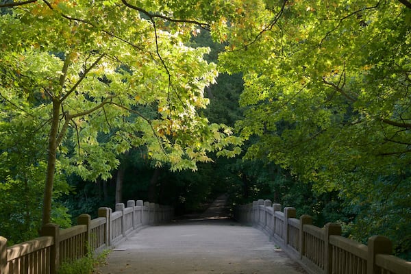 Matthiessen State Park mit einem Brücke und Wälder