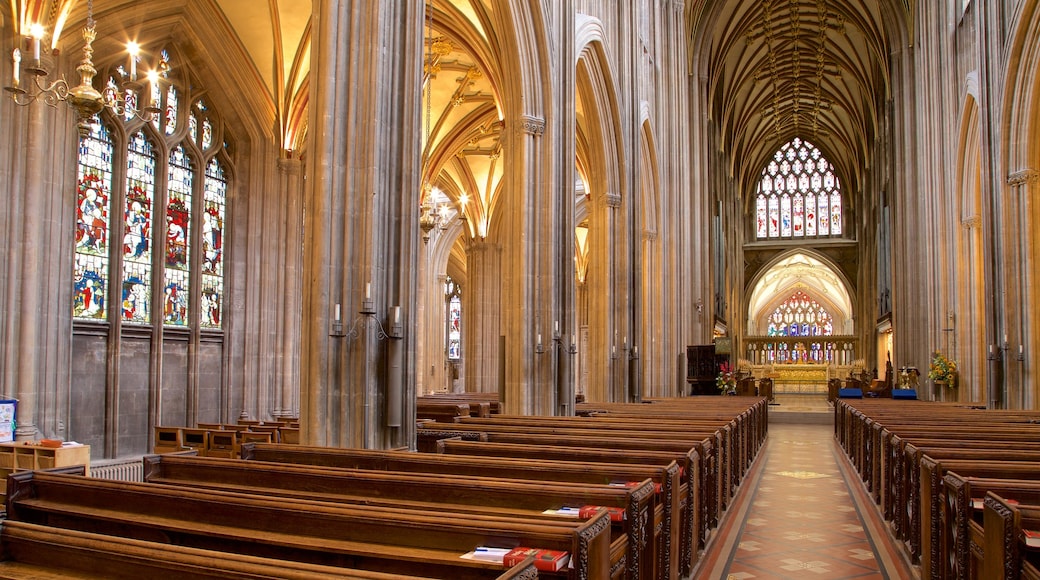 St. Mary Redcliffe Church featuring a church or cathedral, interior views and heritage elements