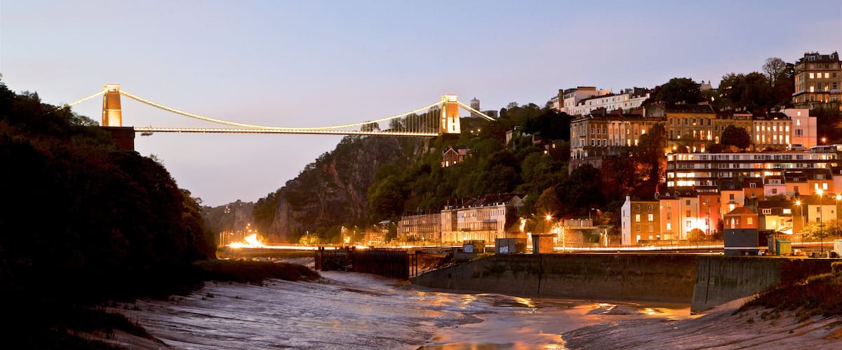 Bristol featuring a river or creek, a bridge and a sunset