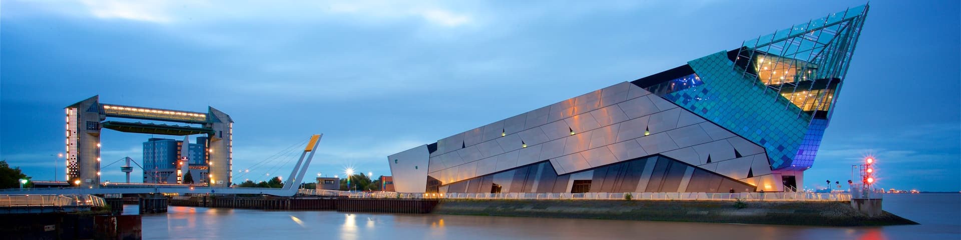 The Deep featuring general coastal views, night scenes and modern architecture