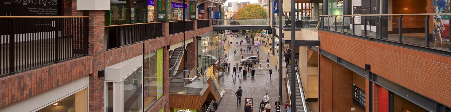 Cabot Circus Shopping Centre showing interior views and shopping