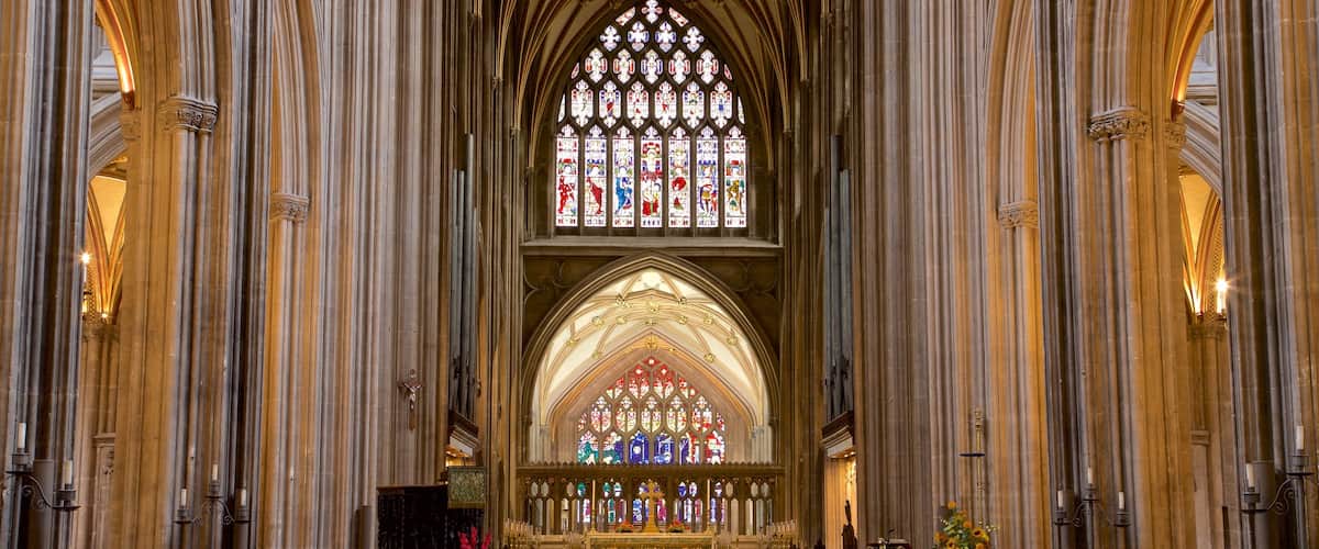 St. Mary Redcliffe Church featuring a church or cathedral, heritage elements and interior views