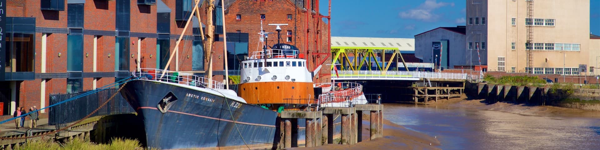 Arctic Corsair showing a bay or harbour and a river or creek