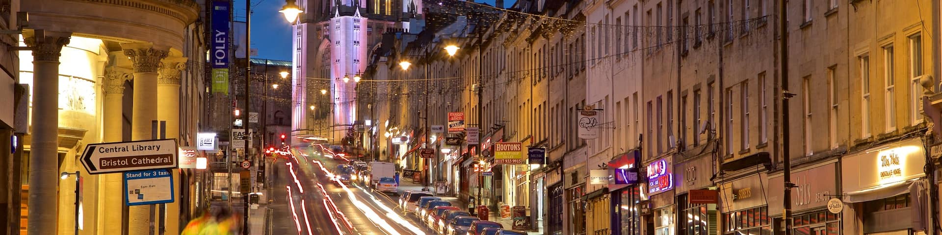 Wills Memorial Building featuring a city and night scenes