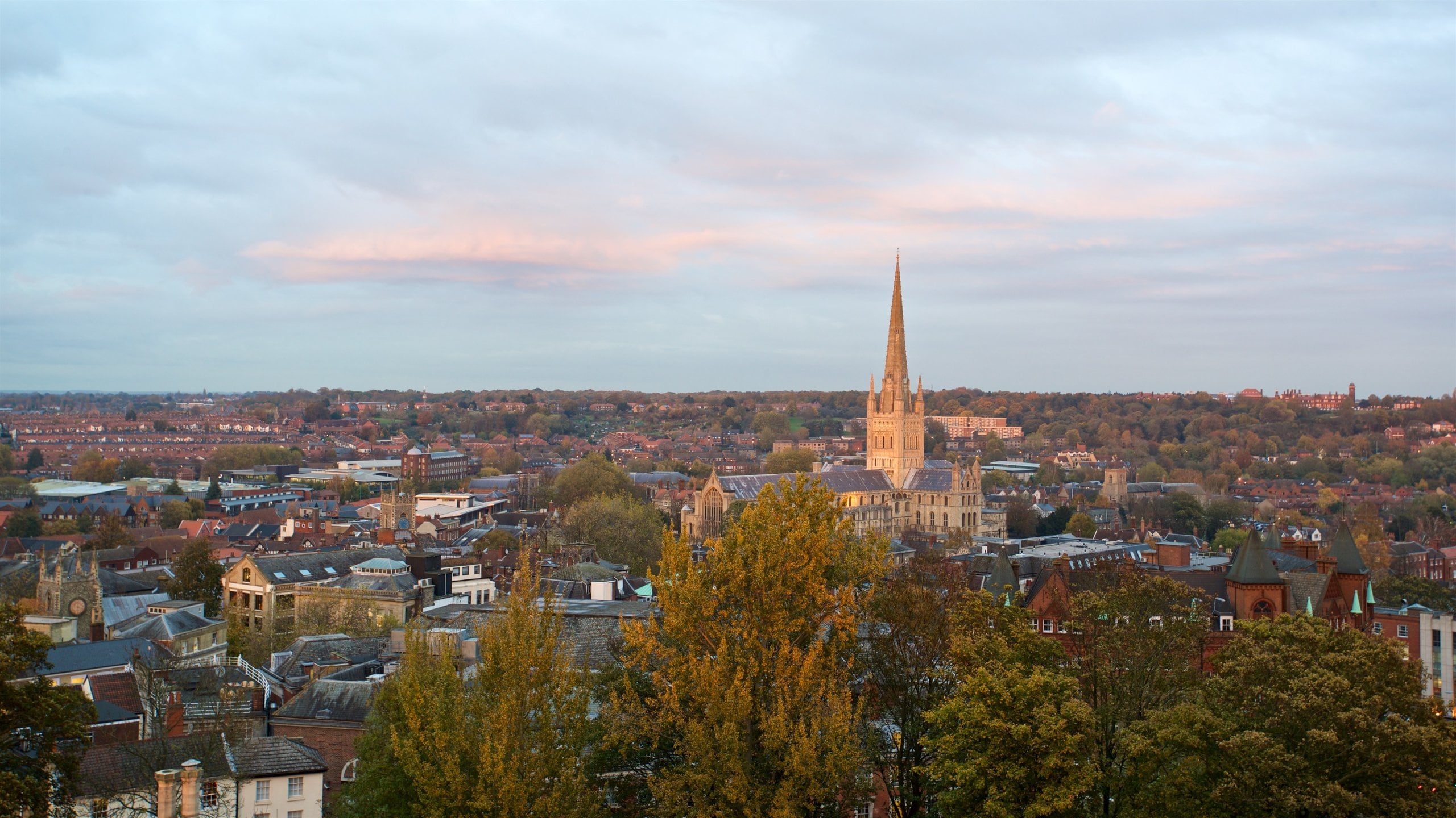 Norwich which includes a city, heritage elements and landscape views