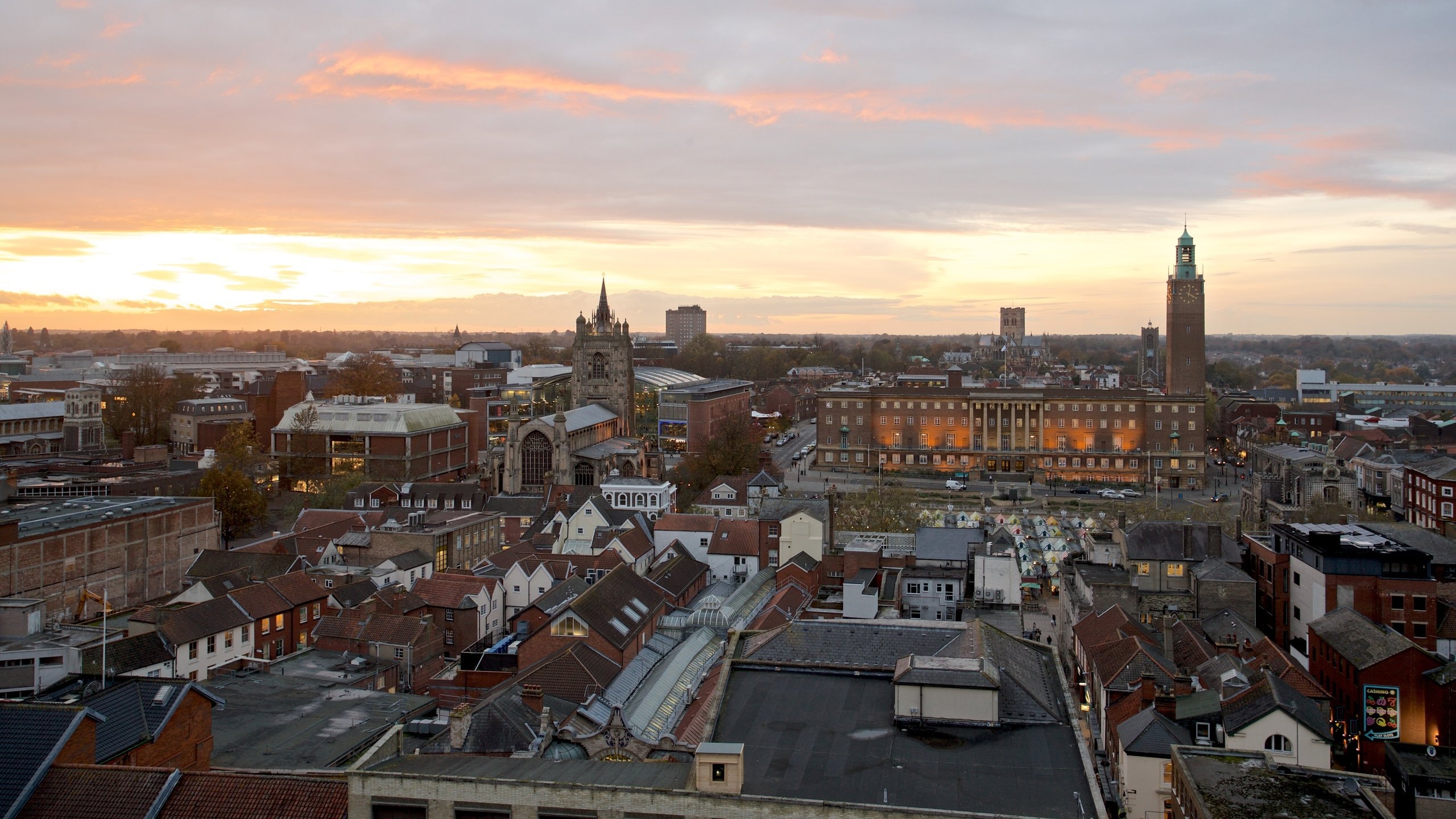Norwich featuring landscape views, a city and a sunset