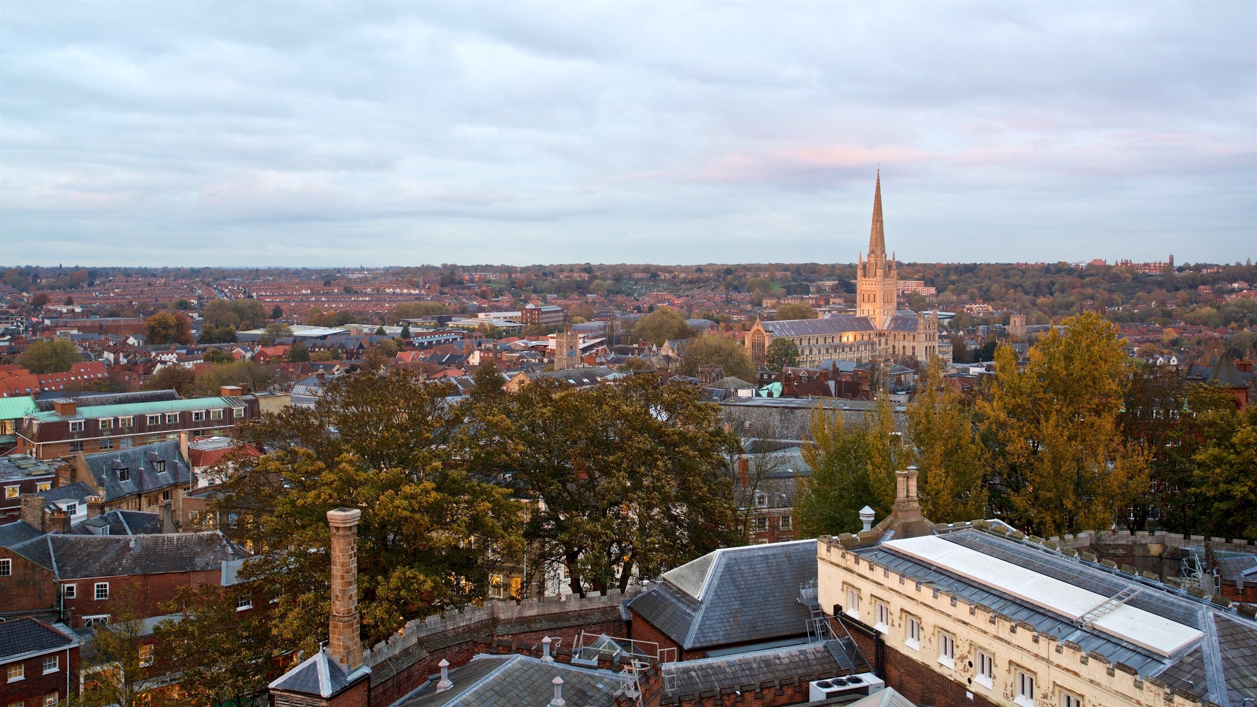 Norwich which includes a sunset, landscape views and a city