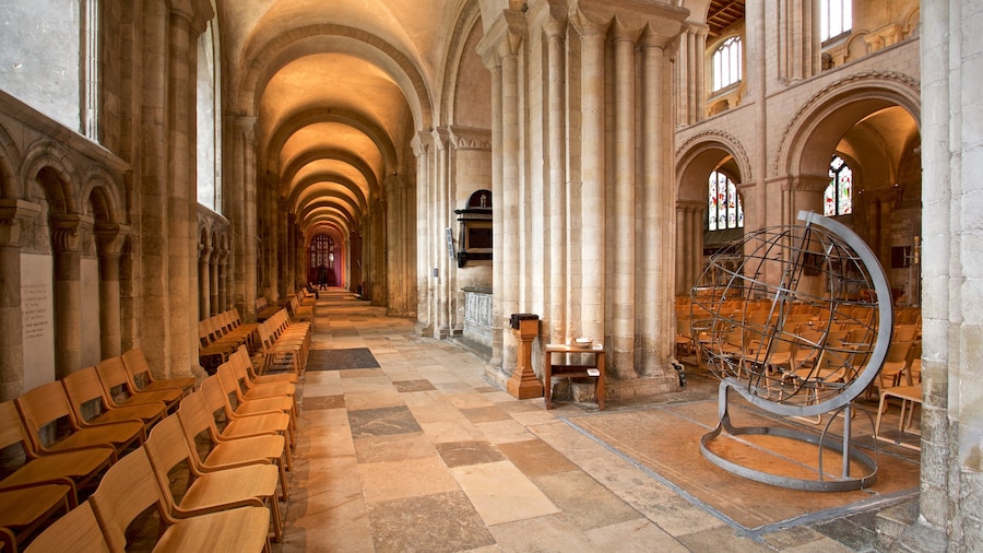 Norwich Cathedral showing a church or cathedral, interior views and heritage elements