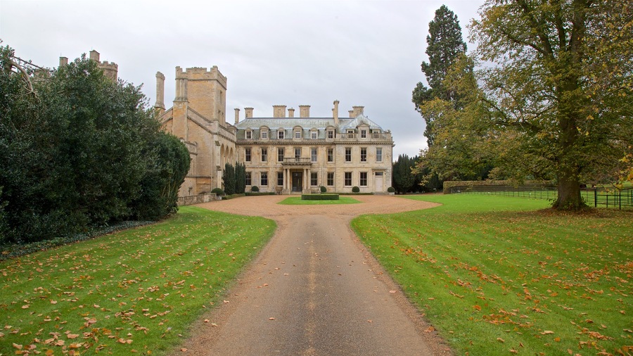 Elton Hall & Gardens featuring château or palace, autumn leaves and heritage elements