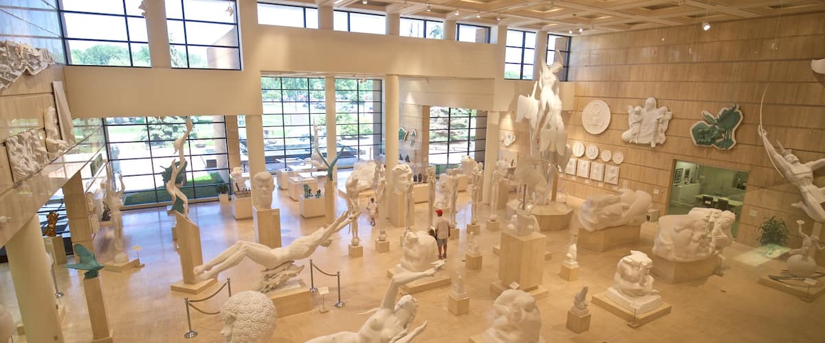 Marshall M. Fredericks Sculpture Museum which includes a statue or sculpture, art and interior views