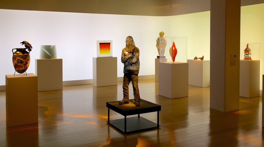 Palm Springs Art Museum showing interior views, art and a statue or sculpture