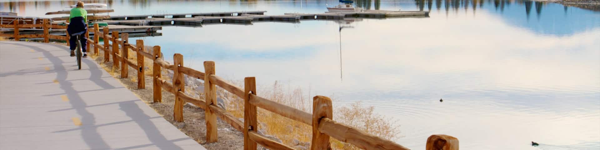 Sparks Marina Park showing a garden, cycling and a lake or waterhole