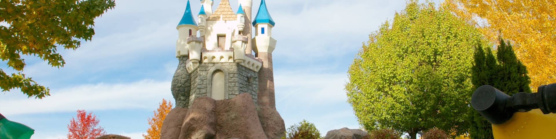 Wild Island Family Adventure Park showing a garden and rides