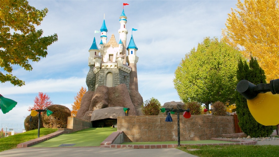 Wild Island Family Adventure Park showing rides and a garden