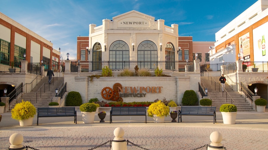 Newport on the Levee inclusief straten en moderne architectuur