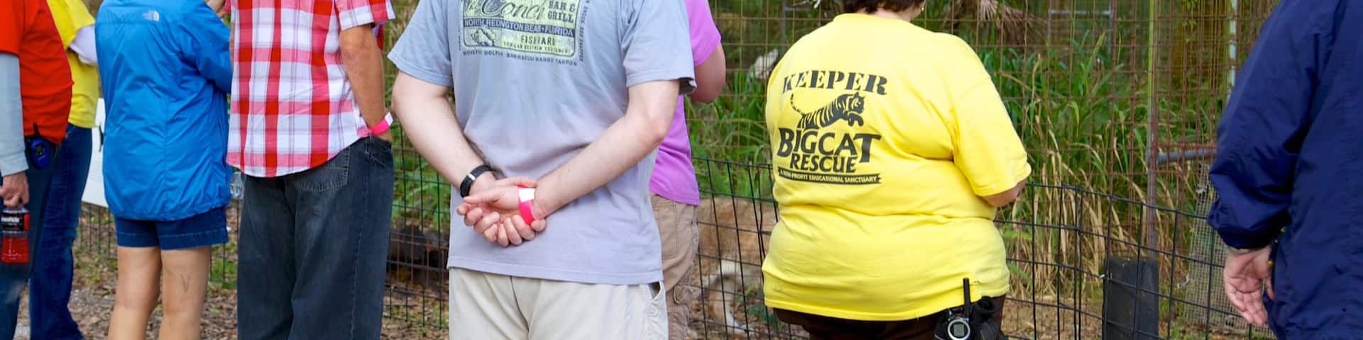 Big Cat Rescue featuring zoo animals as well as a large group of people