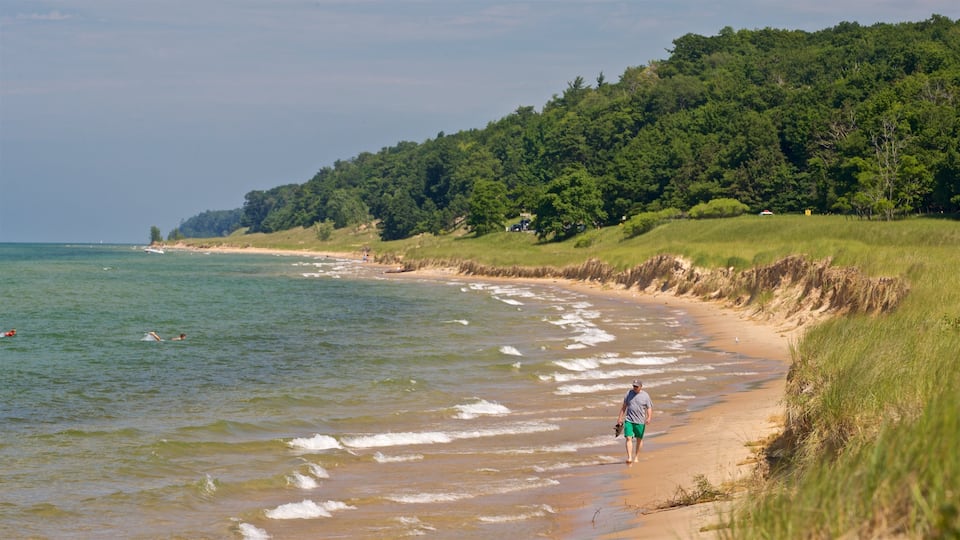 Muskegon State Park featuring general coastal views as well as an individual male