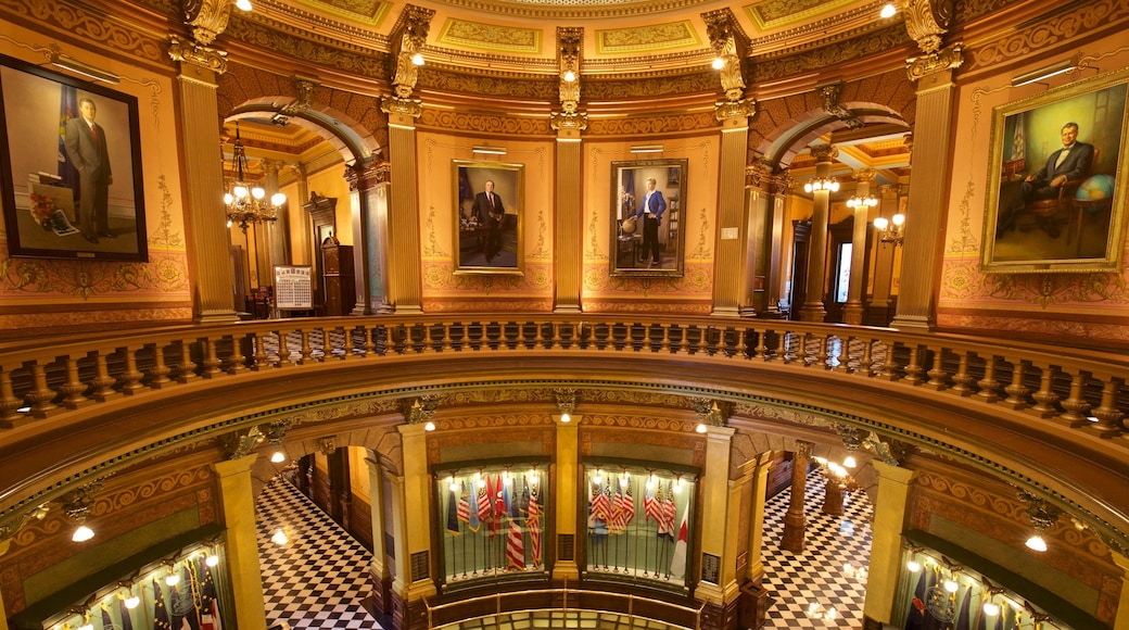 Michigan State Capitol which includes heritage elements, art and interior views