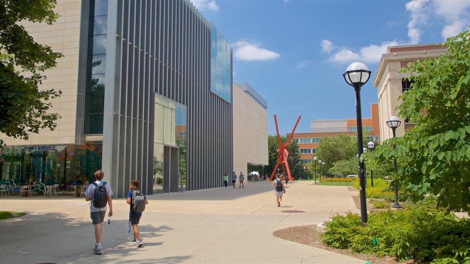 University of Michigan featuring street scenes and outdoor art as well as a couple