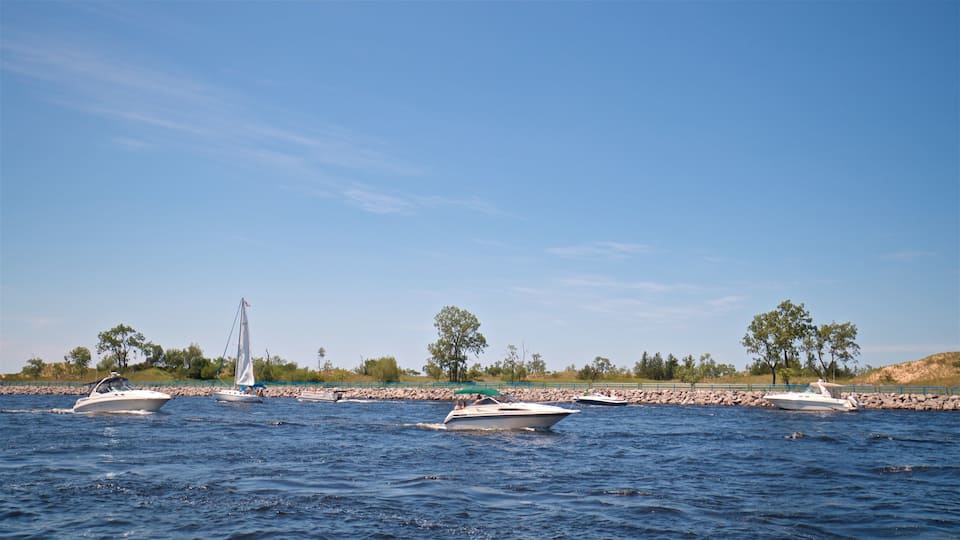 Muskegon which includes boating