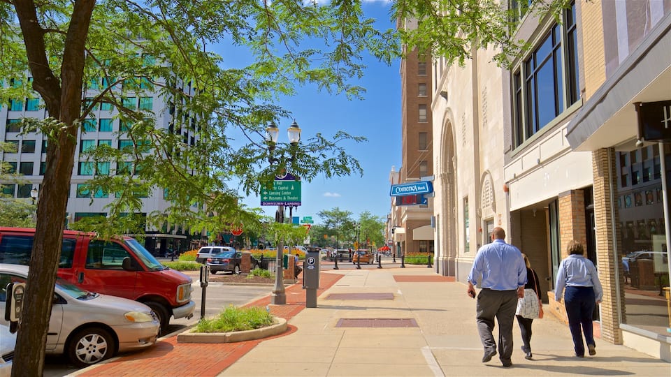 Lansing featuring street scenes as well as a small group of people