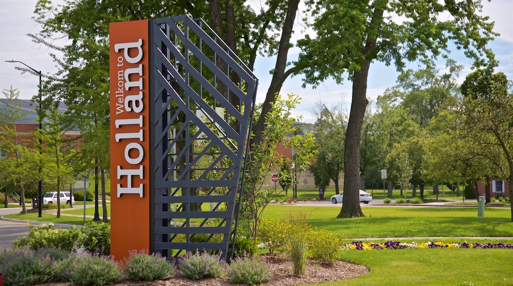 Holland featuring signage, wildflowers and a garden