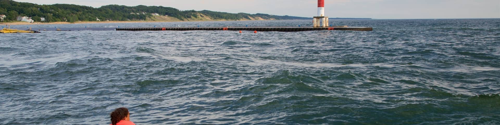 Holland featuring a lighthouse and general coastal views as well as an individual child