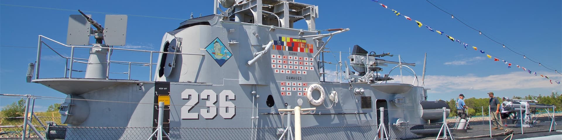 USS Silversides which includes a marina and military items