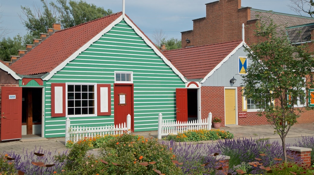 Windmill Island which includes wild flowers, a small town or village and a house