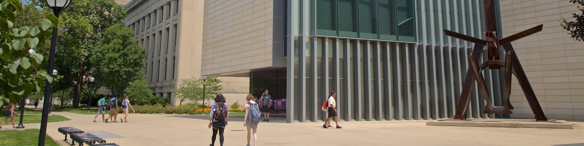 University of Michigan Museum of Art showing modern architecture as well as a couple