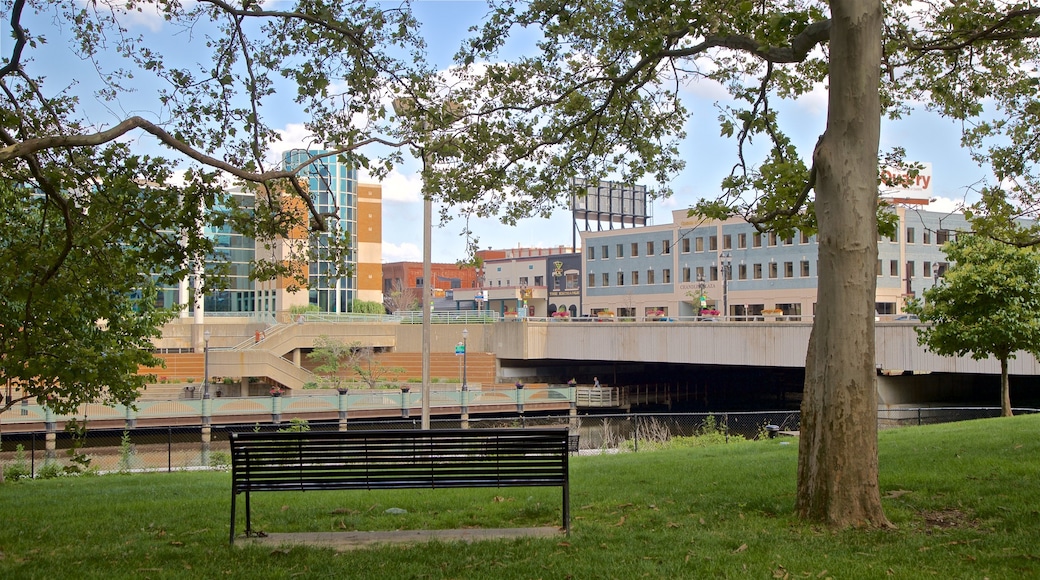 Wentworth Park mostrando uma cidade, uma ponte e um jardim