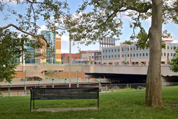 Wentworth Park featuring a city, a bridge and a garden