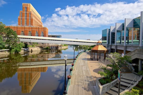 River Trail featuring a river or creek and a bridge