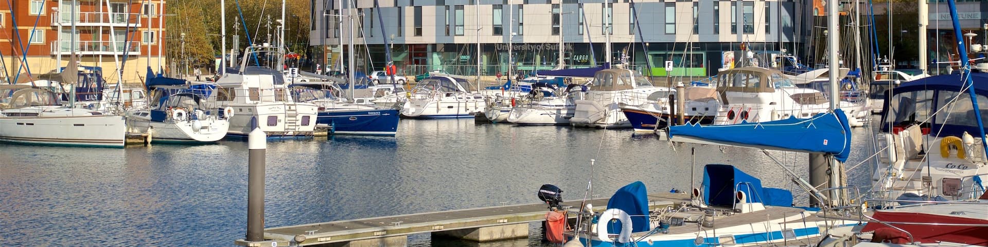 University Campus Suffolk which includes a bay or harbour