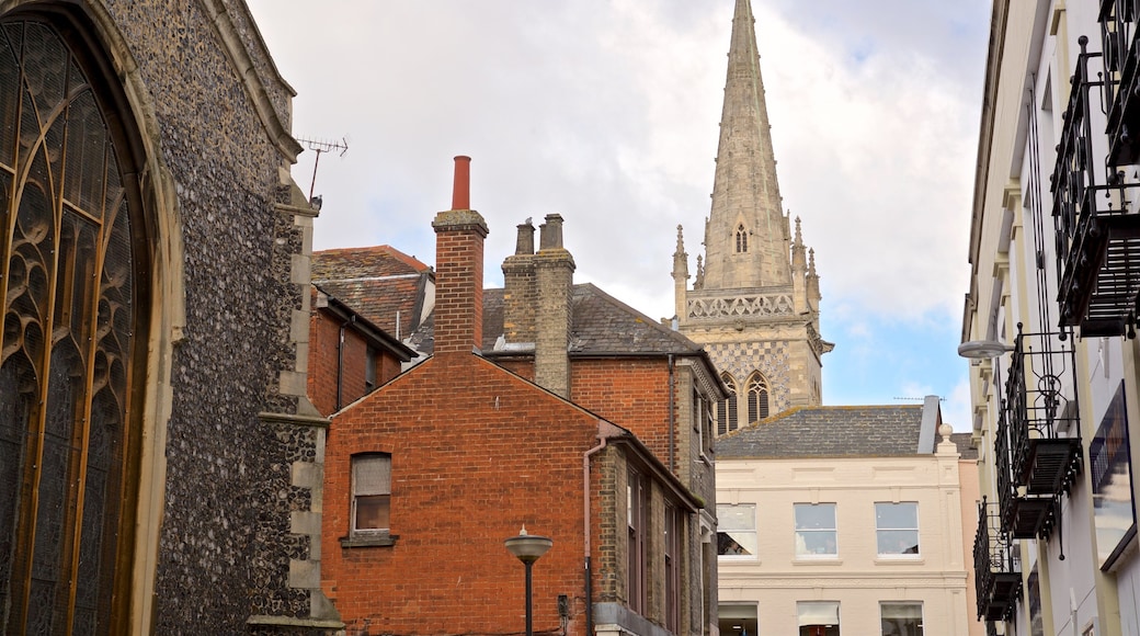 St Mary-le-Tower showing heritage elements