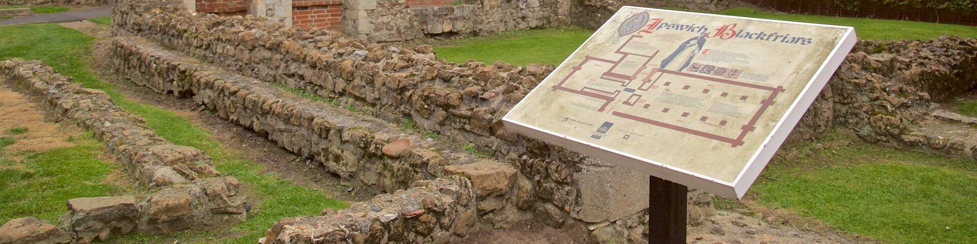 Blackfriars featuring signage and a ruin