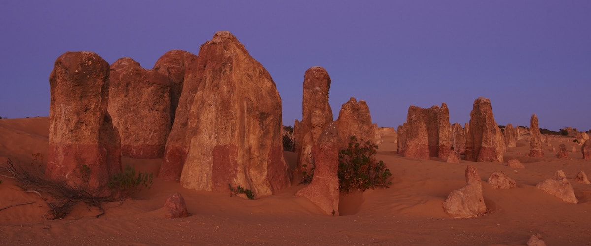 Nambung National Park featuring landscape views, desert views and night scenes