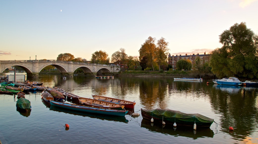 Richmond Bridge featuring a sunset, a river or creek and a bridge