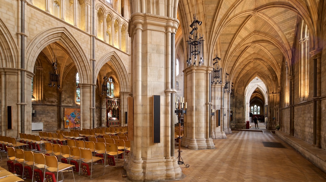 Southwark Cathedral which includes a church or cathedral, interior views and heritage elements