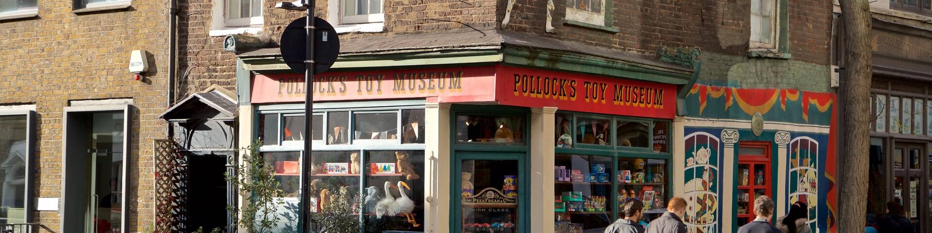 Pollock\'s Toy Museum featuring street scenes as well as a small group of people