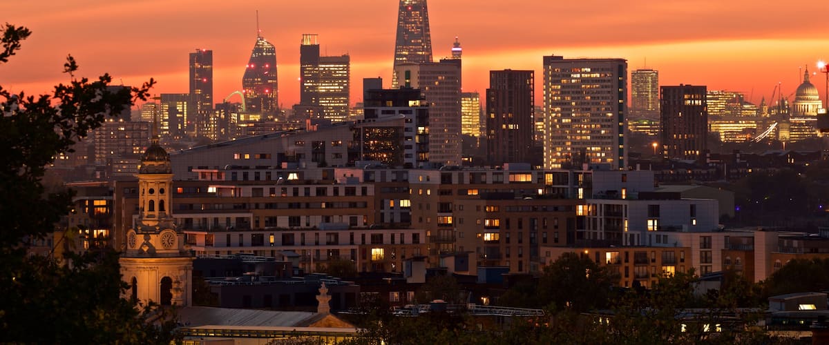 Greenwich Park showing night scenes, a sunset and landscape views