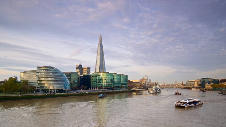 The Shard showing a city, a river or creek and modern architecture