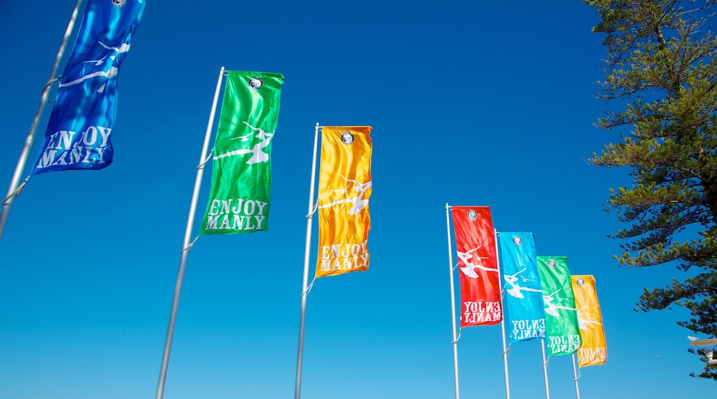 Manly Beach showing signage