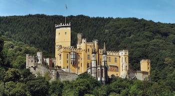 Koblenz toont een kasteel, bossen en historische architectuur